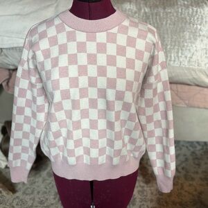T Tahari Pink and White Checkered Women's Sweater
Size S